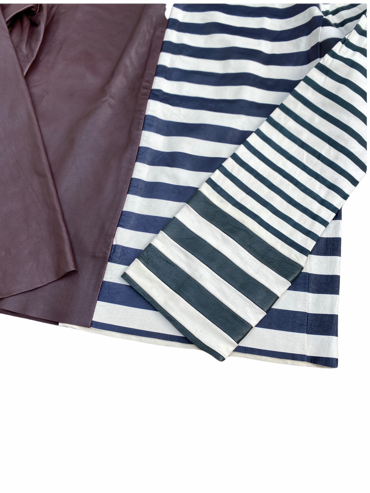 White Striped Leather Top