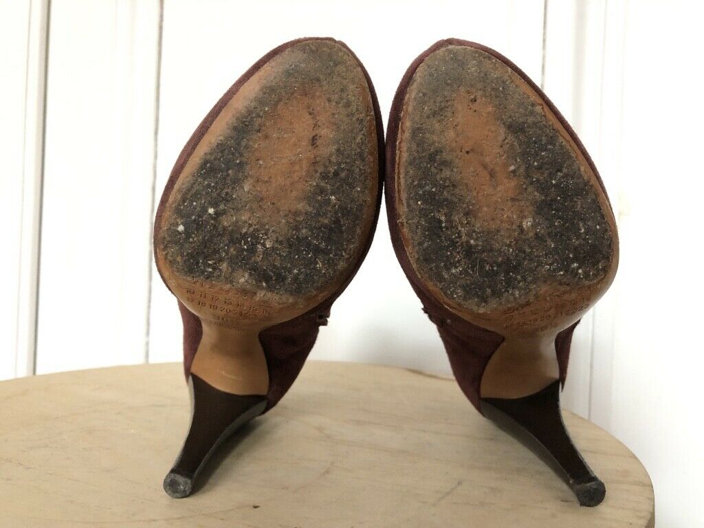 Martin Margiela Burgundy Suede Ankle Boots Size 6.5