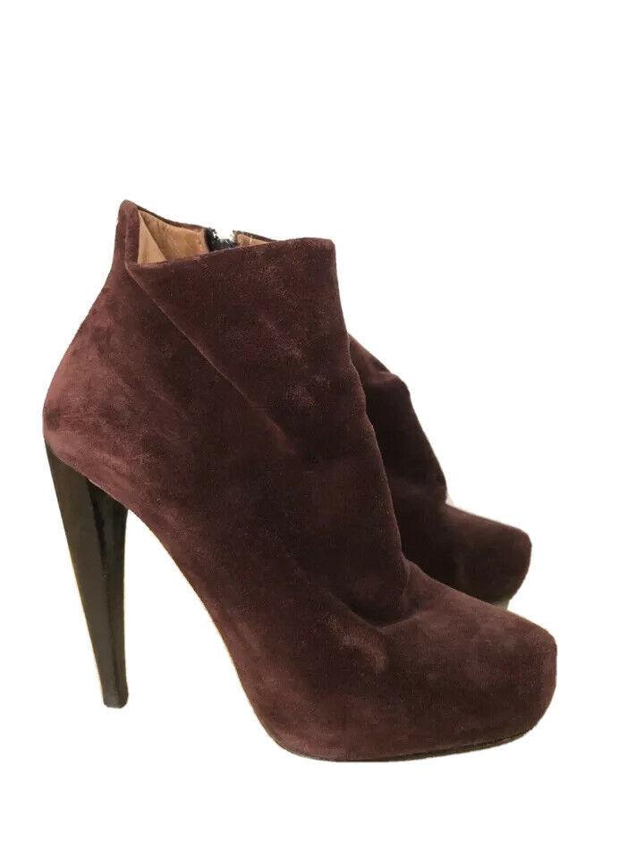 Martin Margiela Burgundy Suede Ankle Boots Size 6.5