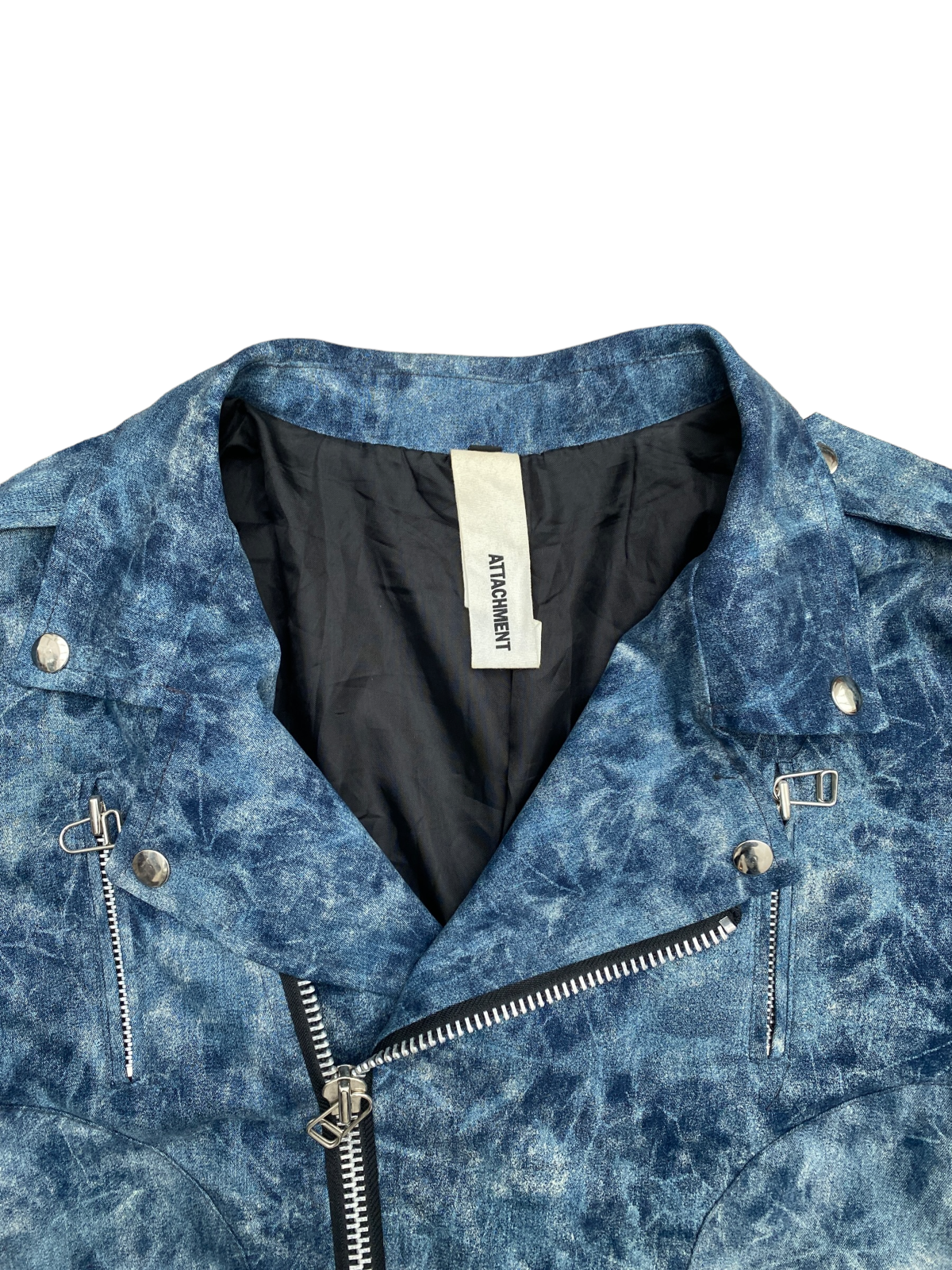 Blue Cotton Biker Jacket